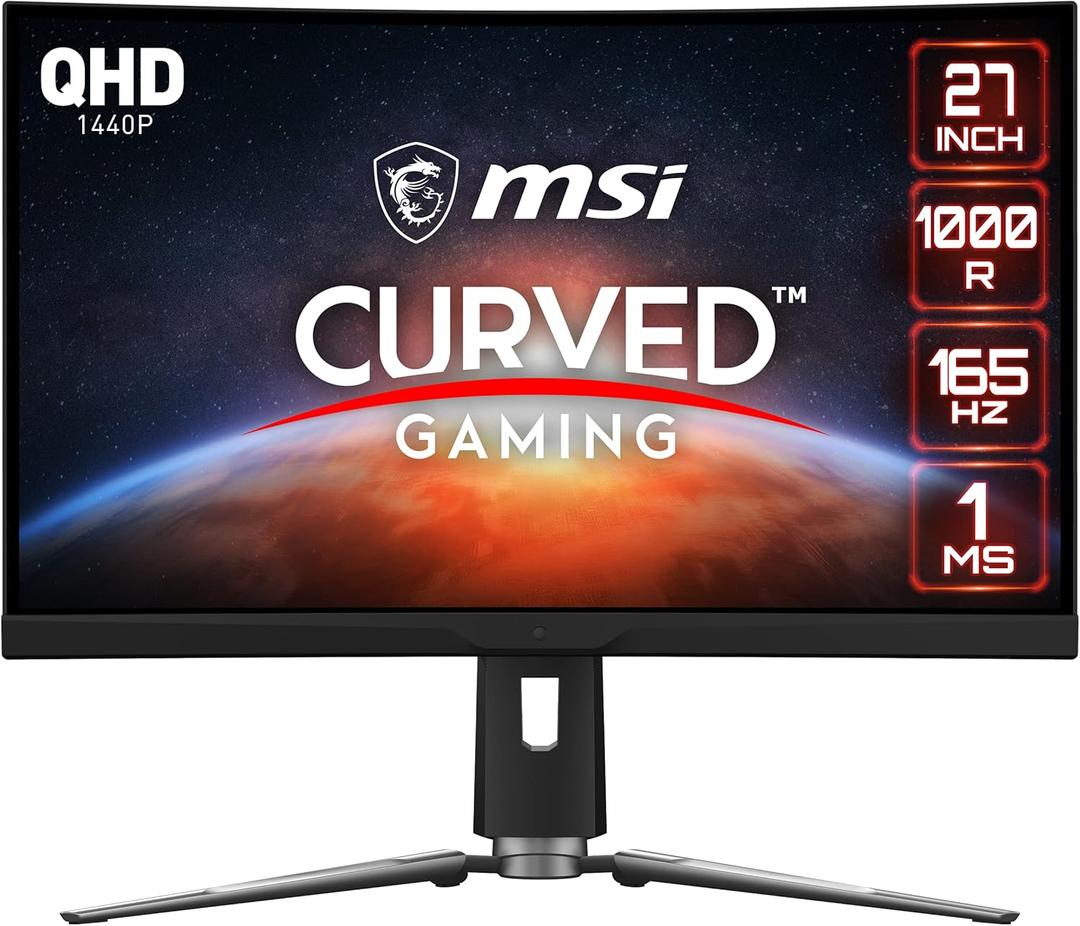 MSI QHD Anti-Glare 1ms 2560 x 1440 Ultra Wide 165Hz Refresh Rate QHD Ready USB/DP/HDMI Smart Headset Hanger FreeSync 27Gaming Curved Monitor (Optix MPG ARTYMIS 273CQR) 