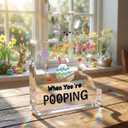 2 x HTBIG Funny Easter Decorations Bathroom Humor Sign "He Sees You When You're Pooping" Bunny Egg Acrylic Ornament, Funny Spring Holiday Home Decor Gifts