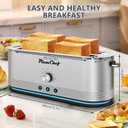Plum chef 4-Slice Toaster with Light Strip, Extra Long Slot Toaster, 7 Browning Settings, Defrost/Reheat Functions, Removable Crumb Tray, Stainless Steel Housing, Anti-Jam & Self-Centering
