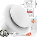 3 Speed Bathroom Exhaust Fan with Humidity Sensor with Remote Control, Timer Humidity & Temperature Control Quiet Upgraded 2600RPM Bathroom Fan for Attic Basement Garage P109A(4 inch Exhaust Fan) (White)