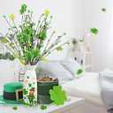 St Patricks Day Decorations, Saint Patricks Day Table Decor - Artificial Flowers 3 PCS with Vase, Leprechaun St Patricks Decor for Home, Dining Table, Bedroom, Shamrock Flowers Gifts for Women