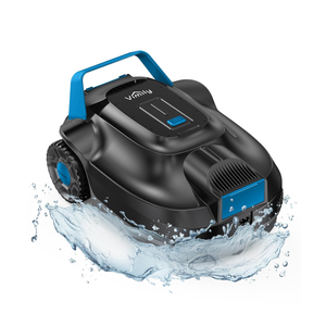 Vimily Robotic Pool Vacuum, Cordless Robotic Pool Cleaner, 5000 mAh Lasts Up to 120 Mins, Ideal for Above Ground Pools, Self-Parking, LED Indicator, Efficient Leaf and Debris Removal