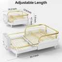 SNTD Dish Drying Rack, Expandable Dish Rack for Kitchen Counter, Stainless Steel Dish Drainer with Drainboard Set and Utensil Holder (Gold)