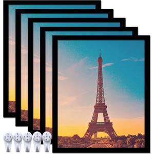 20x24 Picture Frame Set of 5, Black Photo Frames High Transparent Wall Gallery Desktop Horizontal Vertical for Canvas Collage Photo Poster Certificate 20 x 24 inches