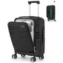 RAINSMORE Expandable Carry on Luggage 20 Inch, Airline Approved Carry on Suitcase with Front Pocket&Laptop Compartment, Hardshell Rolling Travel Luggage with Spinner Wheels,Black