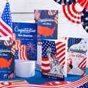 100 Sets New Citizen Cards, American Congratulations Greeting Cards with Envelopes and Stickers American Flag Patriotic Gift Set for Men Women