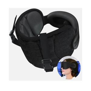 SARISUN Travel Pillows for Airplanes, Airplane Pillow for Long Flight, Airplane Head Strap with Eye Mask for Sleep, Travel Neck Pillow for Car Road Trip, 360° Support Headrest, Stop Bobblehead, Black