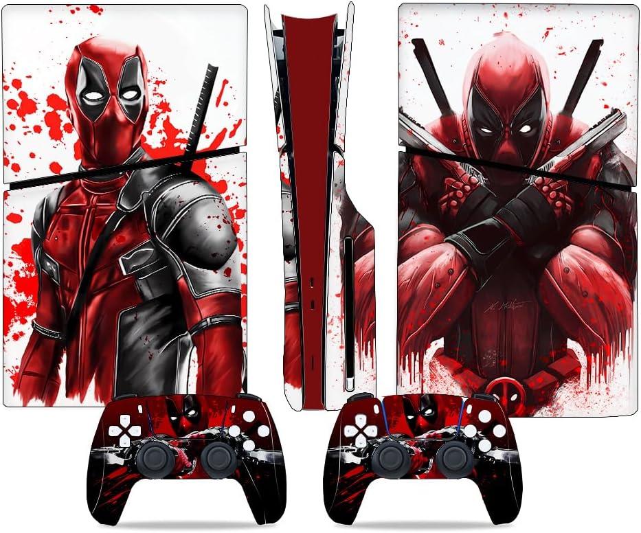 Toxxos Skin Compatible with PS5 - Slim Disc Edition Console and Controller Accessories Cover Skins Controller Skin Gift Skins for Console Full Set Skin Dead Red and White