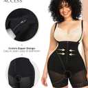SHAPELLX Fajas Colombianas Shapewear for Women Tummy Control Plus Size Postpartum Body Shaper Butt Lifting Bodysuit (Black, XXXL)