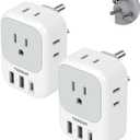 India Plug Adapter 2 Pack, TESSAN Type D Travel Adapter with 4 Outlets 3 USB Charger (1 USB C Port), US to Indian Outlet Adaptor for USA to Bangladesh, India, Kuwait, Maldives