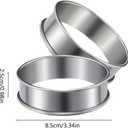 Stainless steel tower ring inner diameter 8cm/3.15in 6-piece set pizza feeding ring double rolled edge circular biscuit cutting cake pie mold kitchen supplies baking tools DIY breakfast pancake ring