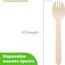 5.5" Disposable Wooden Sporks/Natural Wooden Utensils- Pack of 100ct