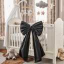 Black Bow Decor, 40 x 24 Inches Large Big Black Bow Party Decorations for Backdrop Birthday Wedding Bride, Huge Satin Ribbon Tie Hanging Wall Decor for Her (Satin, Internal Stability Layer)