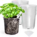 Bonviee 30-Pack 5-Inch Clear Nursery Pots for Plants, Plastic Seedling Pots with Drainage Holes, and 10 Plant Labels, Ideal for Seed Starters and Flowers, Clear