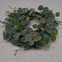 20" Eucalyptus Wreath, Year Round Wreaths for Front Door, Spring Summer Wreath with Green Faux Eucalyptus, All Seasons Evergreen Decor for Inside Farmhouse Festival Celebration Party