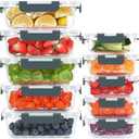 KOMUEE 5 Pack Glass Food Storage Containers, Meal Prep Containers with Lids, Airtight Glass Lunch Boxes, Freezer, Oven, and Microwave Safe