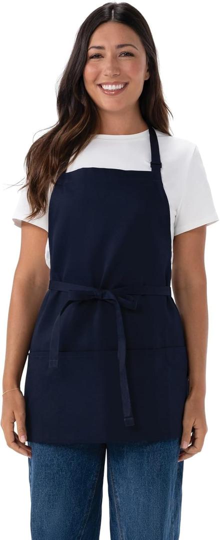 Chef Works Unisex Three Pocket Apron, Navy Blue
