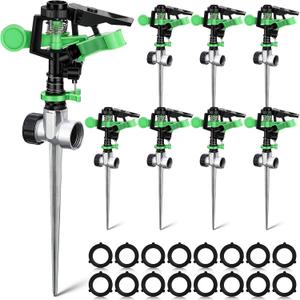 Sprinklers for Yard Garden Sprinkler 360 Degree Automatic Rotating Lawn Sprinkler with Water Stop Ring Adjustable Rotating Pulsating Sprinklers for Yard Ground Grass Irrigation System (8 Pack)