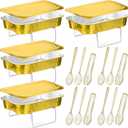 Maxcheck Disposable Chafing Dishes Buffet Set Chafer Wire Racks Buffet Stand Kit Dish Serving Trays Food Warmer Catering Supplies Included Serving Utensils and Stand(4 Sets,Large)