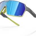 Sports Sunglasses. Ultra-light TR90 Frame, UV400 protection. Ideal for Pickleball, Cycling and Outdoor sports (Black/Blue Mirror)