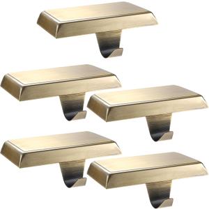 Sunshane 5 Pieces Christmas Stocking Holders Mantel Stocking Hanger Hooks Fireplace Mantle Metal Hang Bases for Xmas Party Decorations (Bronze)