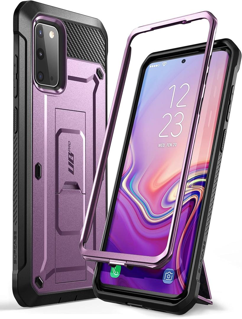 SupCase for Samsung Galaxy S20 Case with Stand (Unicorn Beetle Pro), [Built-in Belt Clip] Heavy Duty Rugged Kickstand Protective Phone Case Without Screen Protector for Samsung S20 5G, Purple