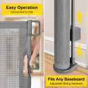 Reinforced 42 Extra Tall Pet Gate for Doorways, Extends up to 60 Wide, Extra Tall Retractable Baby Gates with Rods to Prevent Crawling Through Retractable Mesh Dog Gate Indoor Outdoor, Gray