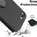 Designed Samsung Galaxy S22 5G Case, Silicone with 360Ring Kickstand Holder Lanyard Soft Silk Microfiber Cloth Fully Cover Women Men Protective Shell -7(Black, S22)