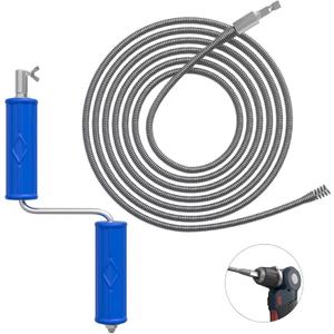 Drain Snake, Drain Auger with Drill Attachment, 16.4 Feet By 6MM Plumbing Snake Auto Feed Flexible Hair Drain Clog Remover for Kitchen, Bathrom and Shower Sink