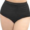 2 x Women Plus Size High Waisted Bikini Bottoms Ruched Swimsuit Bottom Tummy Control Full Coverage Swim Shorts 2025 (Black, XXL)