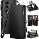 XcaseBar Compatible with Samsung Galaxy S25 Wallet case with Zipper Credit Card HolderRFID Blocking,Flip Folio Book PU Leather Phone case Shockproof Cover Women Men for Samsung S25 case Black
