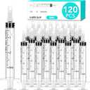 120 PCS 3ml Syringe with Cap for Liquid, Oral Syringe without Needles for Medicine Dropper, Colostrum Collect, Feeding Pets, Liquid Measuring, Individually Sealed, Luer Slip