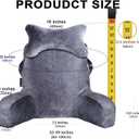 Reading Pillow for Sitting in Bed Couch Adult, Back Pillow with arm Support and Pockets, Adult Back Pillow Bed Chair for Bed Rest, Reading, Watching TV, Gaming for Boys and Girls Dark Grey