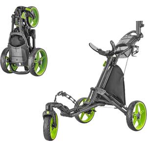 Caddytek CaddyLite One Swivel Version 8 Golf Push Cart Version 8  3-Wheel, 360 Swivel Front Wheel, One-Click Folding, Lightweight, Adjustable Handle (Lime)