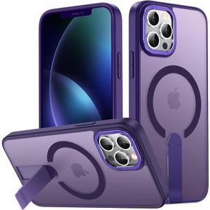 for iPhone 13 Pro Max Case with Kickstand, Compatible with MagSafe, [Invisible Stand] Anti-Slip Shockproof Military-Grade Protection, Magnetic Phone Case for iPhone 13Pro Max (Purple)