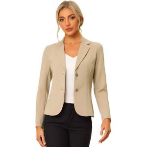 Allegra K Women's Work Office Blazer Stretch Lapel Collar Long Sleeve Jacket Suit Blazer, Size: Small