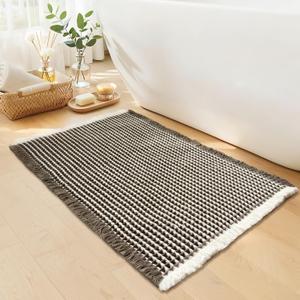 Waffle Bath Mat - Boho Bathroom Rugs Non Slip Washable, Super Absorbent & Quick Dry, Small Bath Mats Farmhouse Bathroom Decor, 18'' x 30'', Olive Green and White