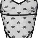 SHENHE Women's Lace See Through V-Neck Sexy Babydoll Lingerie Nightdress and Thong Set (S)