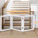 LZRS 3-Panel Freestanding Foldable Wooden Dog Gate Solid Wood & Steel Wire Chew-Resistant Indoor Safety Pet Fence for Doorways & Stairs, Ideal for Small to Medium Dogs & Puppies, White