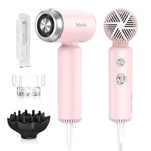 SUPGALIY Hair Dryer - Mini HairDryer, Ionic High-Speed Motor for Fast Drying, Portable Lightweight Blow Dryer, Quiet Blowdryer with Magnetic Curly Diffuser & Concentrator for Home Travel ONLY 110V