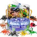 60 Piece Mini Insect Toys with Gift Box, Plastic Bug Figure for Kids, Fake Bug Theme Party Decoration, School Project Sensory Bins, Classroom Reward, Halloween Goody Bag Filler Gift, Cupcake Topper