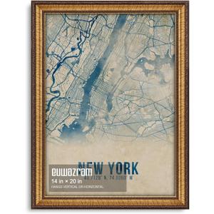 14x20 Classic Gold Picture Frame - Single Frame, 14 x 20 Ornate Vintage Poster Frame for Wall Decor & Gallery Walls