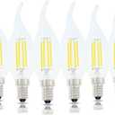 E14 LED Bulb European Base 4W LED Chandelier Light Bulbs Dimmable 40W Equivalent,Flame Tip Candelabra LED Bulbs,110V 6000K Daylight White,6 Pack
