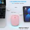 LED Bluetooth Wireless Mouse for MacBook Air Mac Pro Laptop iPad Rechargeable Silent Light-Up Optical Mouse with Jiggler Dual Mode BT5.2 & USB-A/USB-C for Students, Kids, Girls, Boys Rose Gold