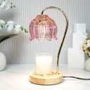 Dimmable Flower Candle Warmer Lamp, Pink Candle Warmer with Timer & 4Bulbs, Birthday Gifts for Women, House Warming Gifts New Home Bedroom Decor (Pink-Lotus)