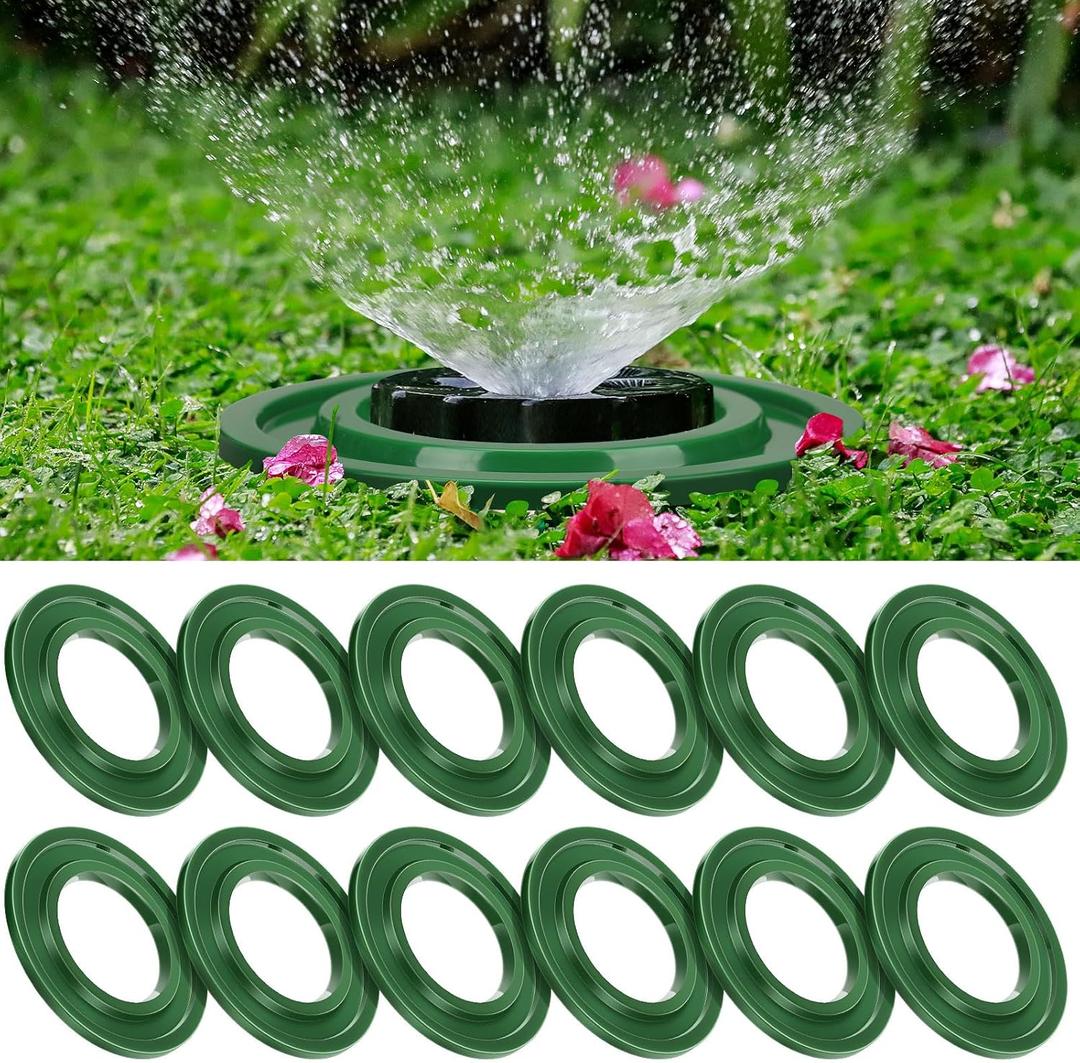 Ziliny 10 Pack Sprinkler Head Protector Donut, 3.35'' ID / 6.3'' Od Fits Pop up & Fixed Spray Heads, Plastic Lawn Sprinkler Ring Prevents Grass Overgrowth & Mower Damage, Green