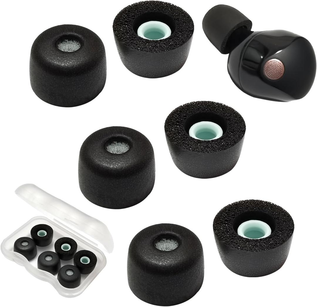 Luckvan Memory Foam Tips for Sony WF-1000XM5 Earbuds Tips for WF-1000XM5 WF-1000XM4 fit in Case with Cotton Filter, 3 Pairs Black Large