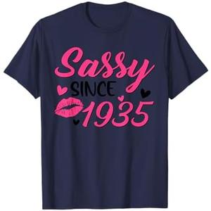 Sassy Since 1935 90th Birthday Women Party 90 Year Old T-Shirt, Size L