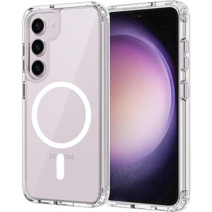 for Samsung Galaxy S23 Case Magnetic, [Compatible with Magsafe] 6.1 Inches Heavy Duty Protection Wireless Charging Lightweight Shockproof Anti-Slip Transparent Protective Phone Cover, Clear