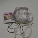 Cupohus Old Lady Costume Set Grandma Wig Granny Wig Cap Madea Granny Glasses Eyeglass Chains Cords Faux Pearl Bead Necklace Old Lady Cosplay Set 5 Pieces (silver white bun)